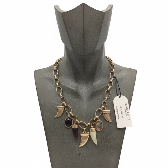 NWT Song of Style Gold Charm Necklace, Boho Talisman Pendant Necklace - Picture 2 of 15